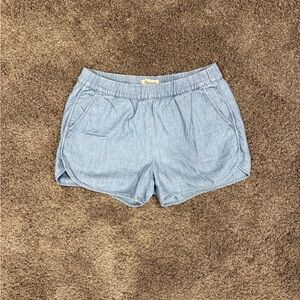Madewell Light Blue Chambray Dolphin-Hem Pull On Shorts